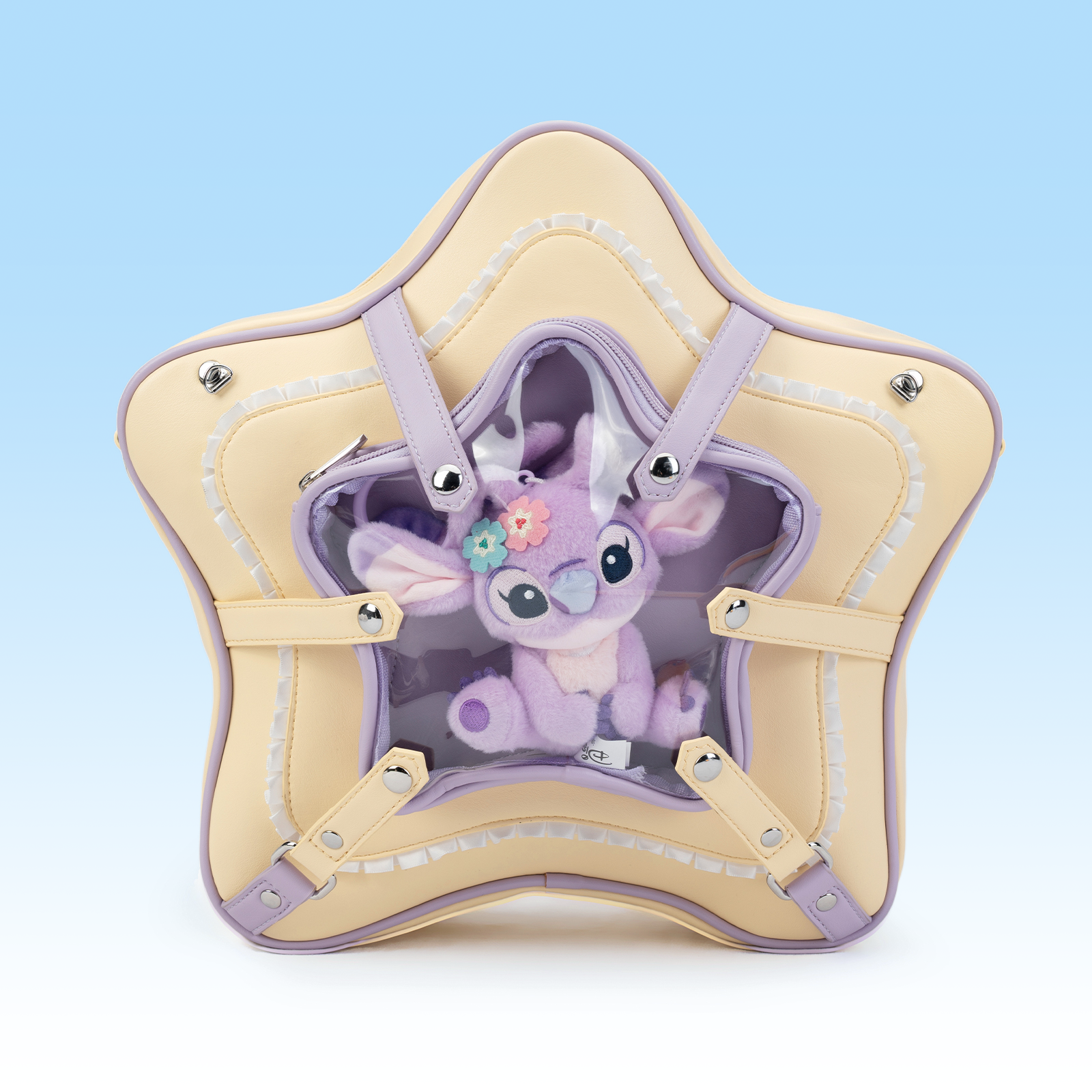 Plushies Companion Bag with Clear Display – Convertible for Backpack, Shoulder & Crossbody Carry, Star Bag Design