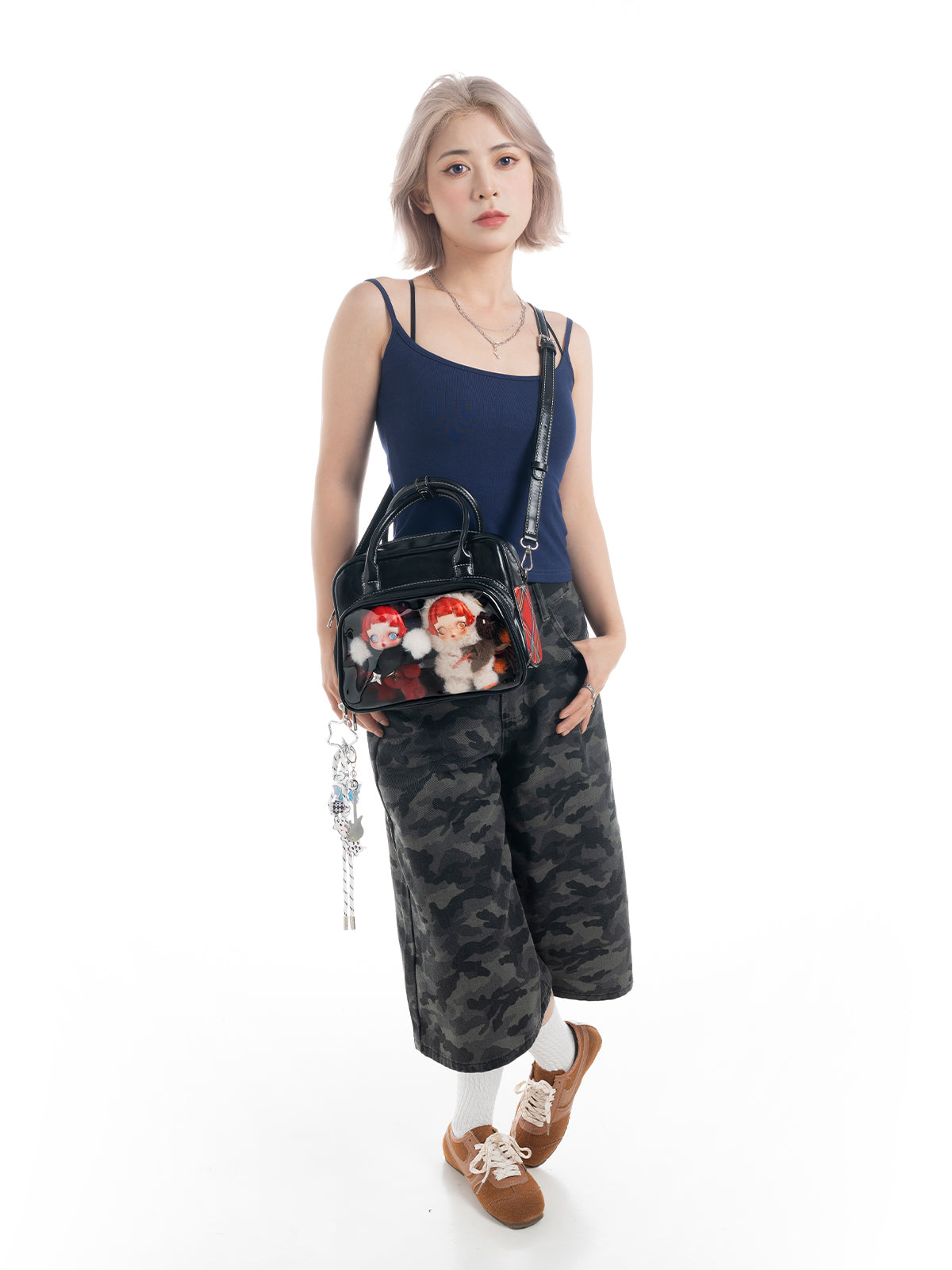 Plushies Companion Bag with Clear Display – 4-Way Convertible Square Backpack
